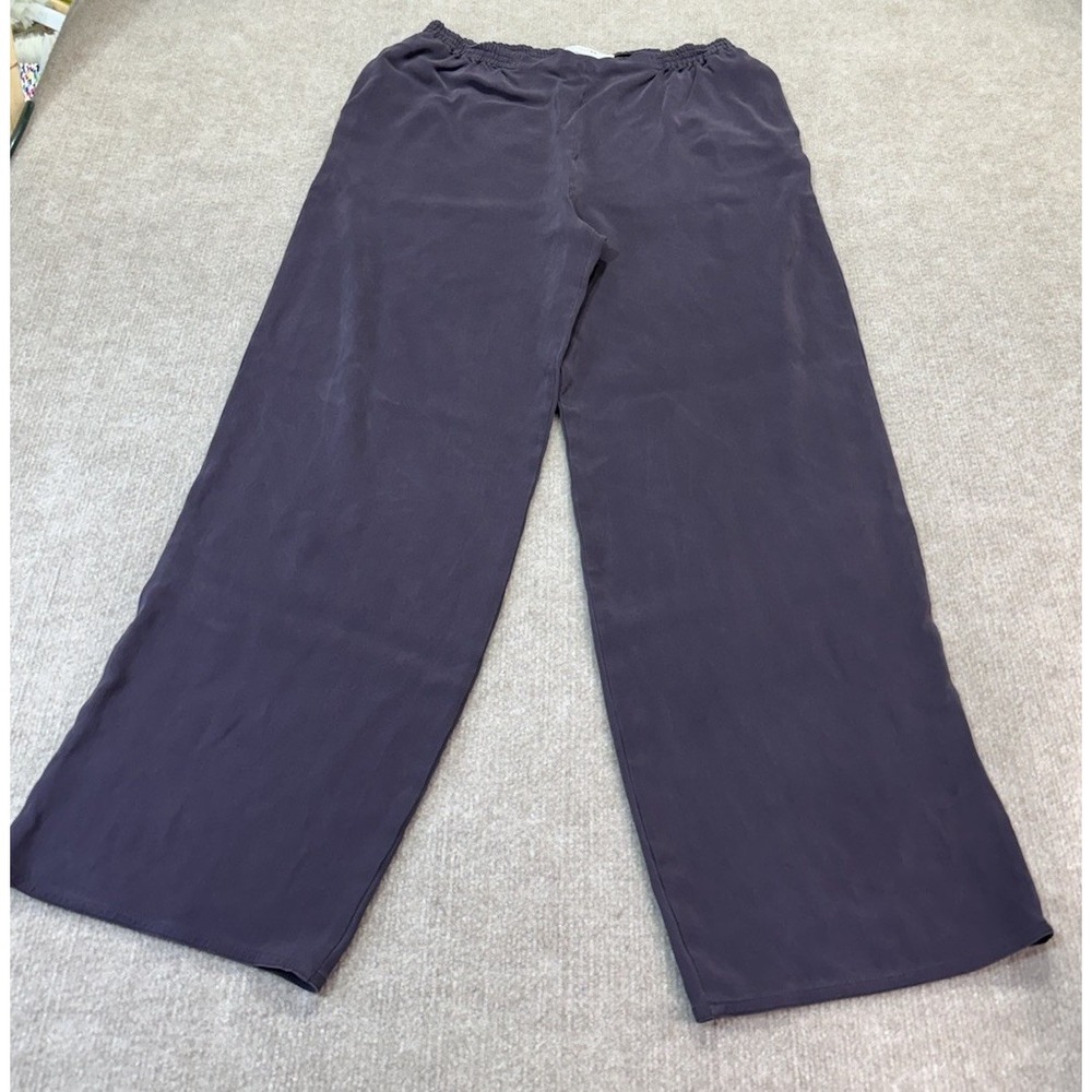 Dušan M Gray Wide Leg Pants 100% Silk Made Italy Luxe Trousers